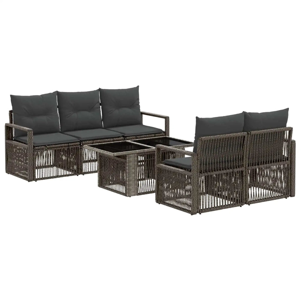 Set Divano da Giardino 6 pz Grigio e Grigio Scuro polyrattan 3437051