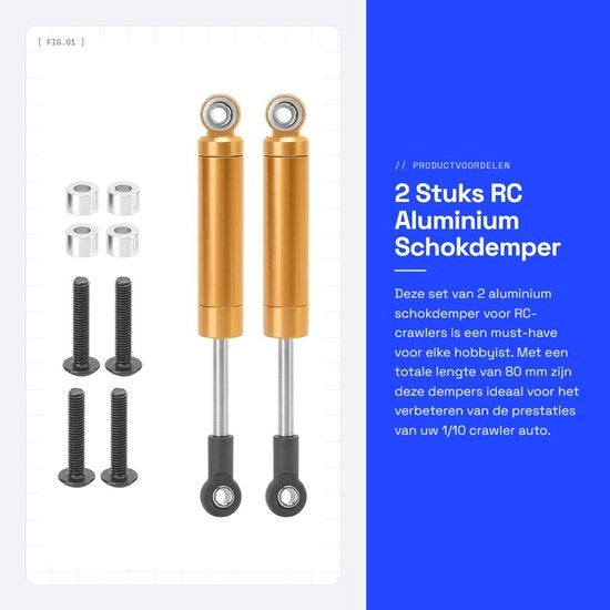 Demper a shock 80mm in alluminio - 2 pezzi - compatibile con TRAXXAS SLASH 2WD - assorbimento shock efficace - peso ridotto 25g - demper RC
