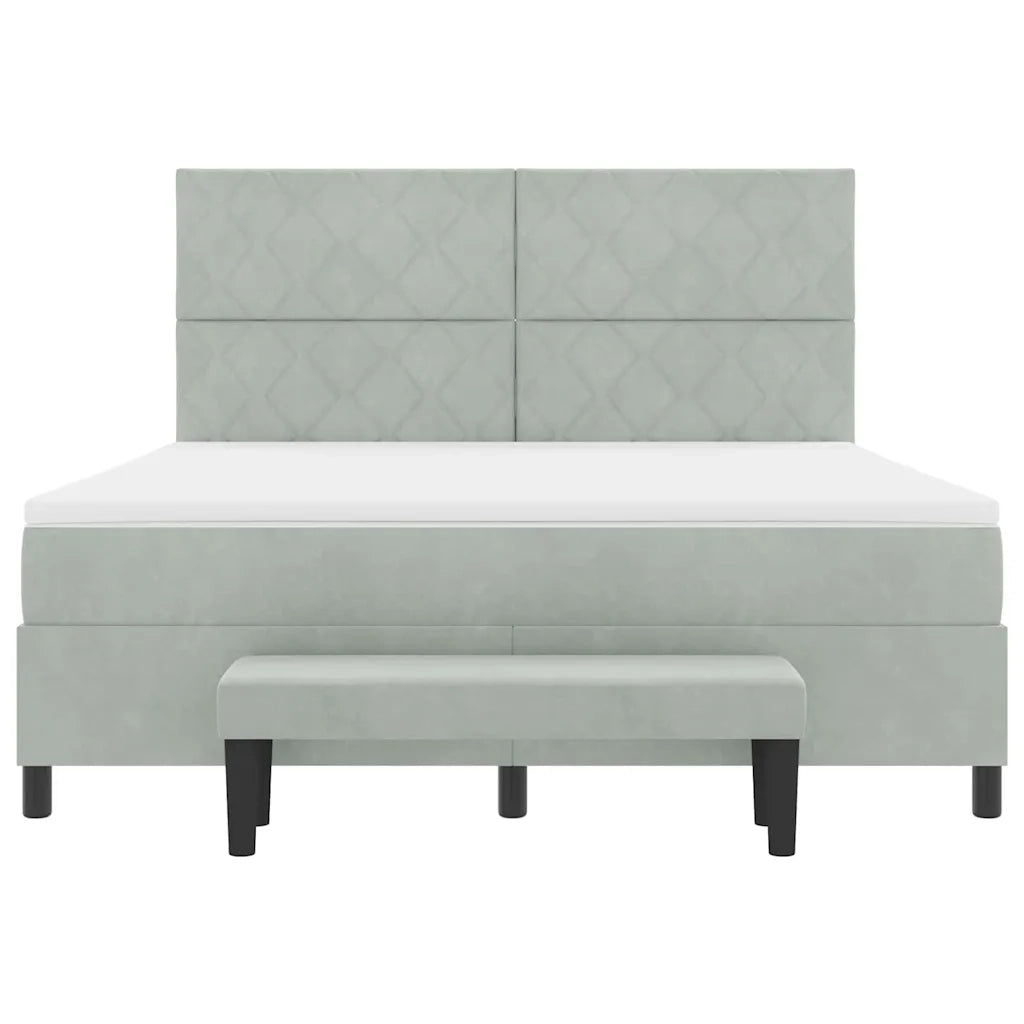 Letto a molle con testiera Grigio chiaro 200 x 180 cm Velluto 3344594