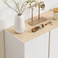 Mobile Portascarpe con Funzione Soft-Close, disegno a sei livelli senza maniglia, 18 paia di scarpe, per ingresso, corridoio, legno, Bianco