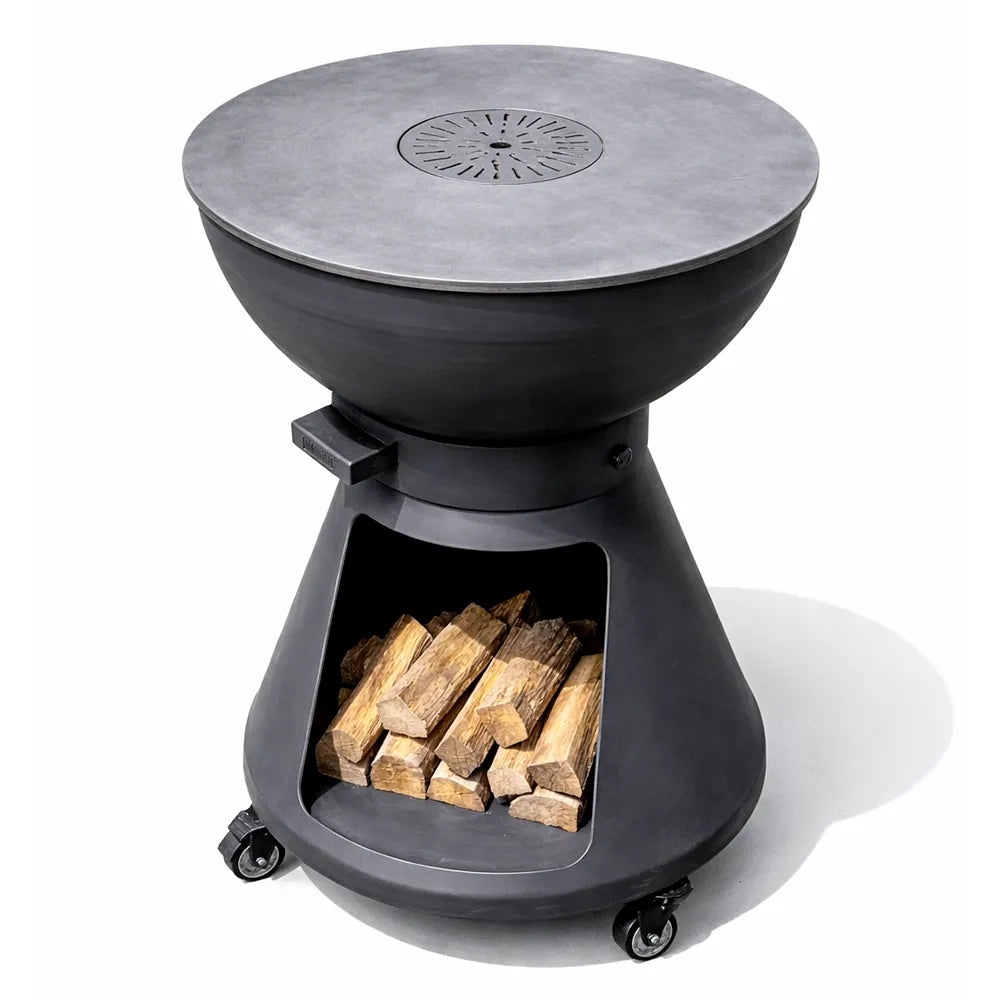 Tempo Style – Barbecue a Legna e Carbone Yucatán Antracite | BBQ in Acciaio Corten da Esterno con ruote e Griglia di cottura in Acciaio Inox 316