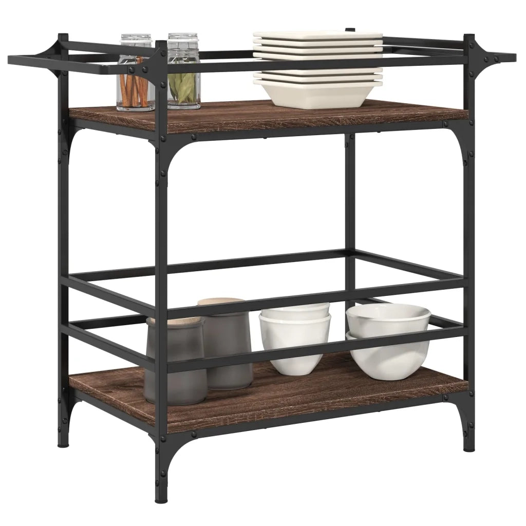 Carrello Cucina-Scaffale per Cucina Rovere Marrone 82x40x78,5 cm Legno Multistrato