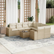 Set Divano da Giardino 9 pz con Cuscini Beige in Polyrattancod mxl 89208