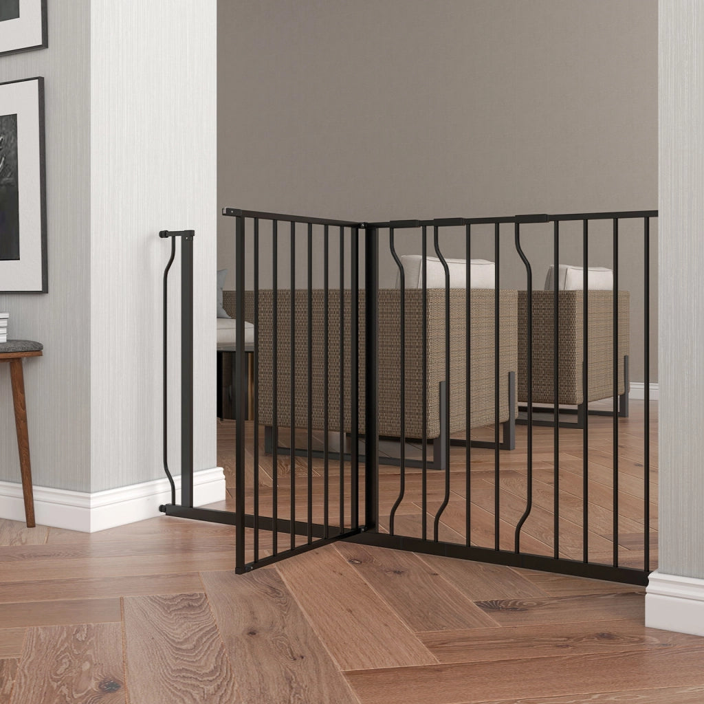 CANCELLETTO di sicurezza per cani regolabile 75-145 cm acciaio nero