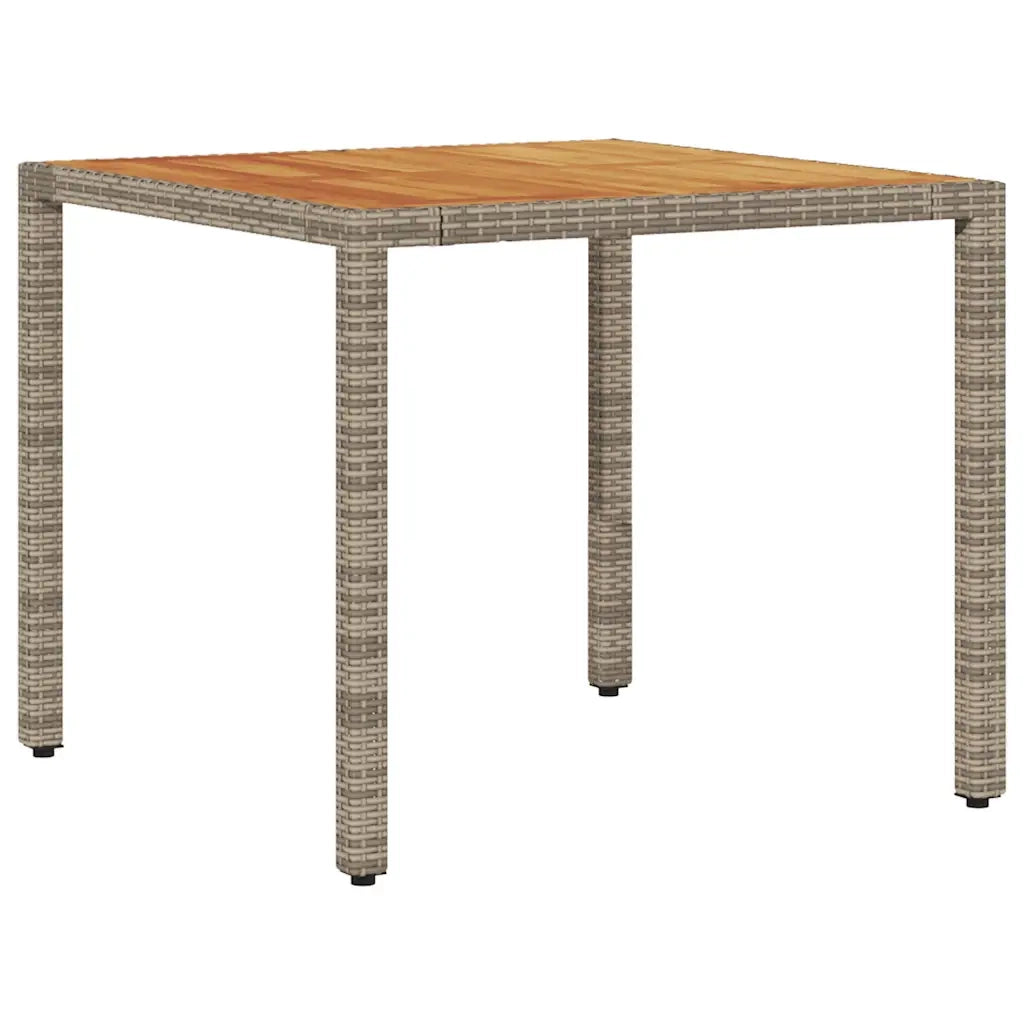 Tavolo Giardino Piano Legno Acacia Grigio 90x90x75cm Polyrattan 365530