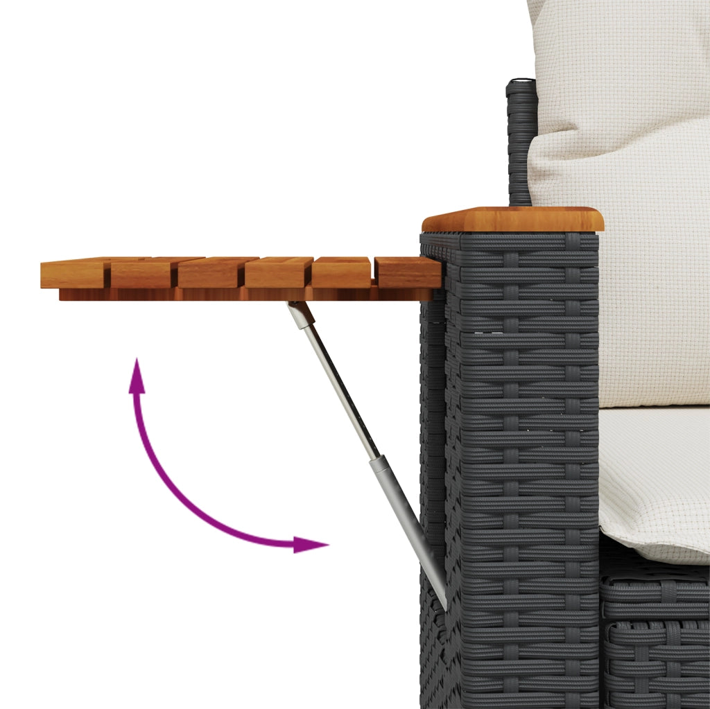 Set di SofÃ  da Giardino da 8 Pezzi con Cuscini Nero Polyrattan Acacia