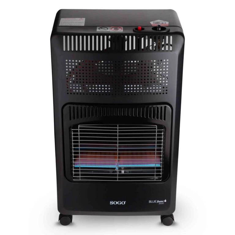 Stufa a gas pieghevole 3500W a fiamma blu con 2 livelli e ruote, consumo 255 g/h per riscaldamento ambienti - Sogo
