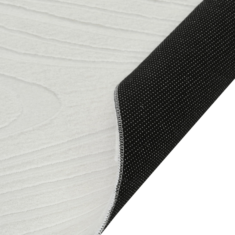 Tappeto da corridoio in pelliccia sintetica di coniglio bianco sporco in poliestere, 80 x 300 cm, morbido, a pelo lungo, motivo geometrico
