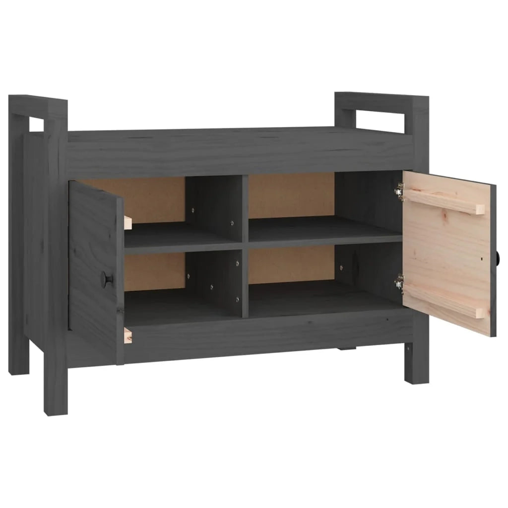 Panca da ingresso 80 x 40 x 60 cm in legno massello di pino grigio 02_0010871