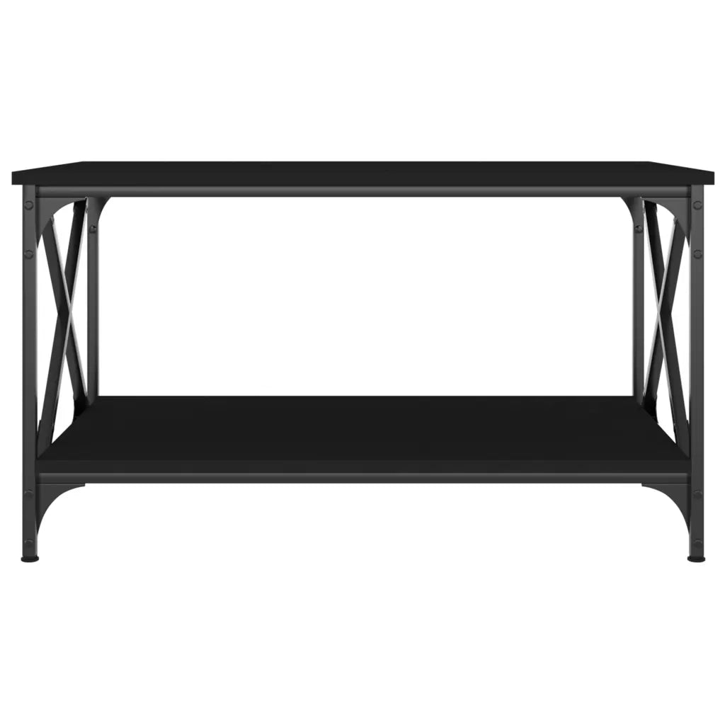 Tavolino da Salotto Nero 80x50x45 cm Legno Multistrato e Ferro 823317