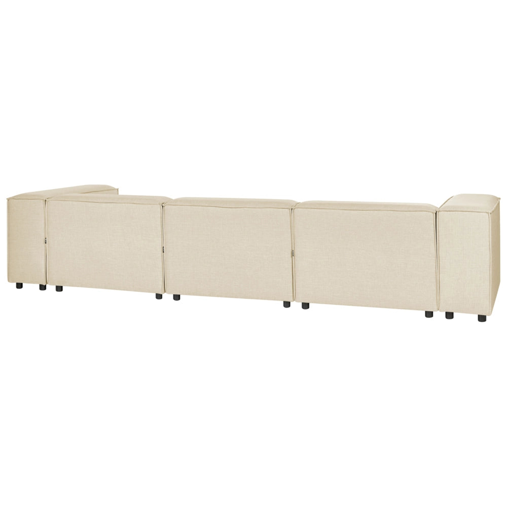 Divano modulare a destra Divano angolare componibile a 3 posti in lino beige con gambe nere Soggiorno moderno