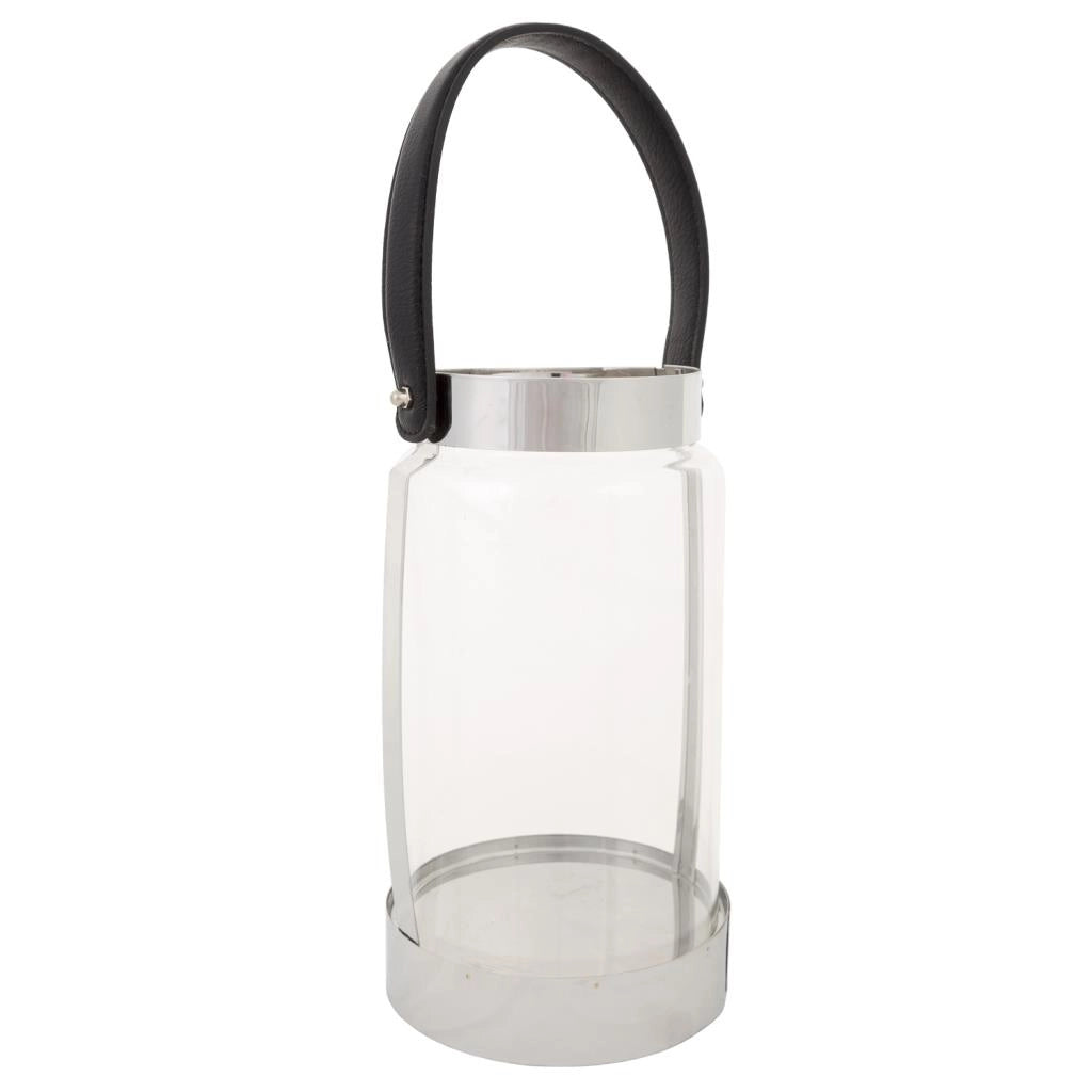 Lanterna in acciaio inox e vetro argento 12,5x12,5x23h