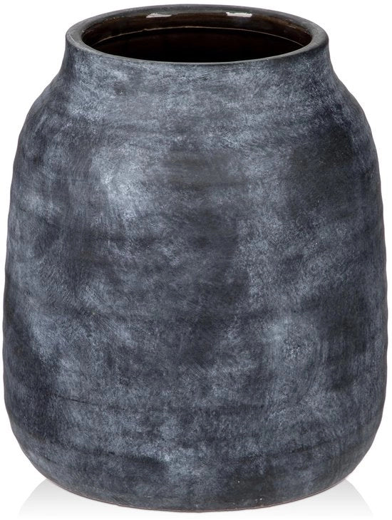 Vaso decorativo per fiori di ceramica, forma rotonda, altezza x diametro: 20,5 x 17,5 cm