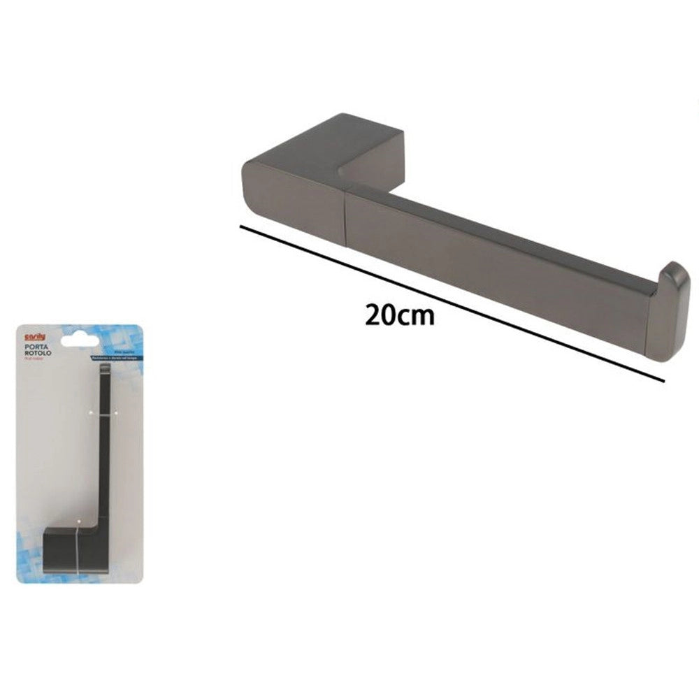 Trade Shop - Porta Rotolo Per Carta Igienica A Parete Stilizzato Acciaio Grigio Arredo Bagno 87942 -