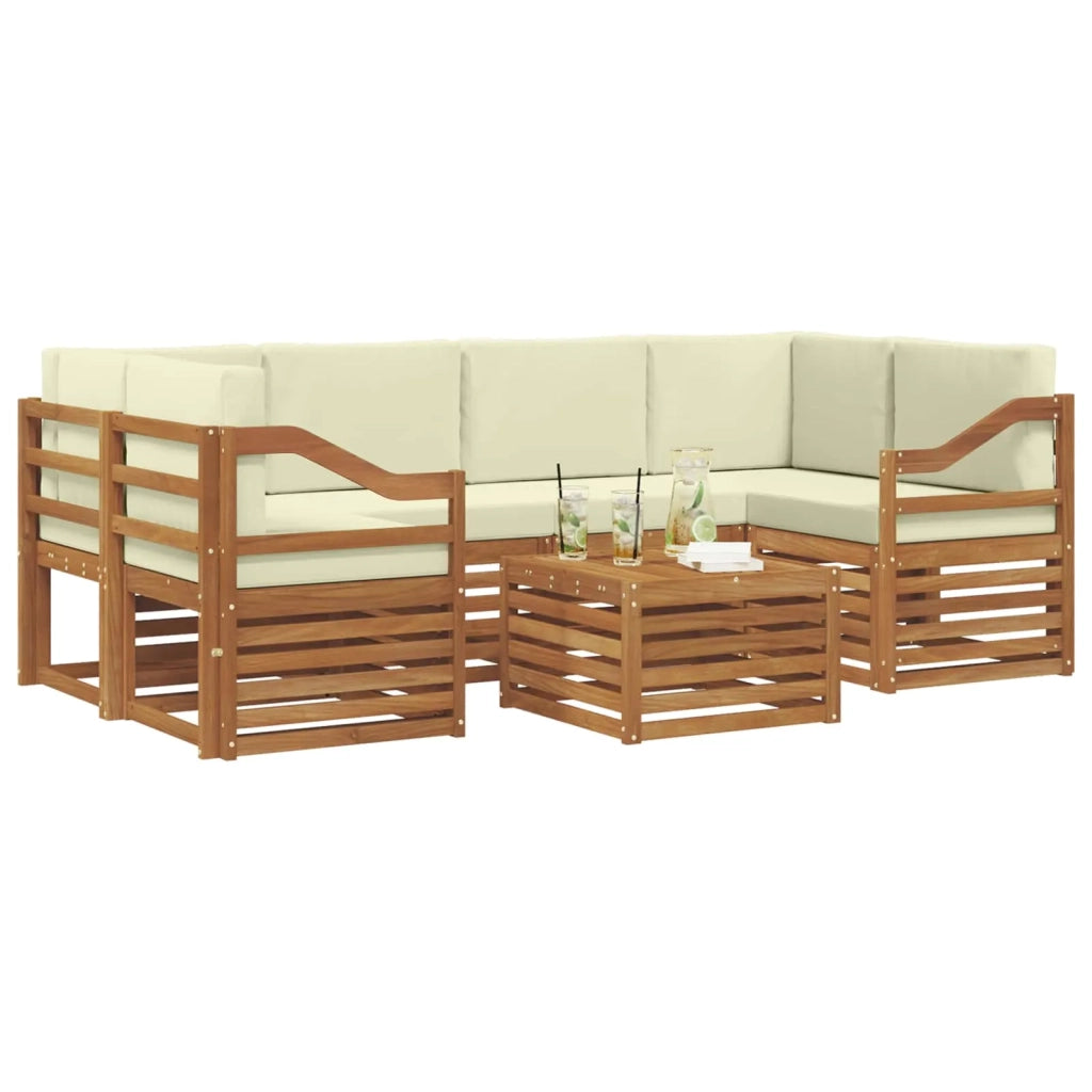 Set di divani da esterno con cuscino 7 pcs Naturale e Crema 3374465