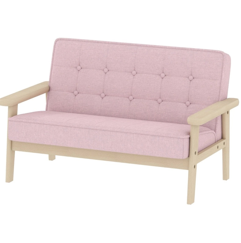 Divanetto per bambini rosa a 2 posti con struttura in legno