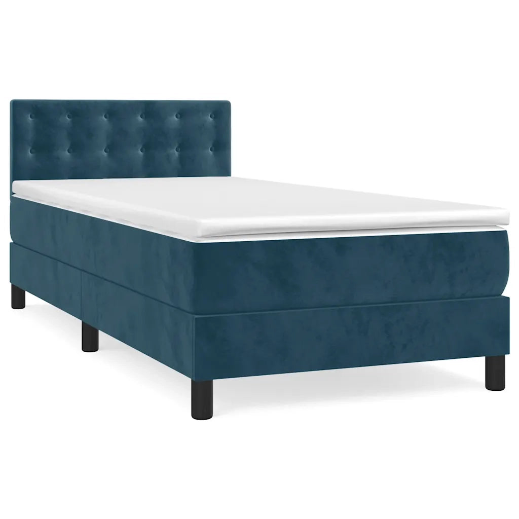 Giroletto a Molle con Materasso Blu Scuro 90x200 cm in Velluto cod mxl 63786