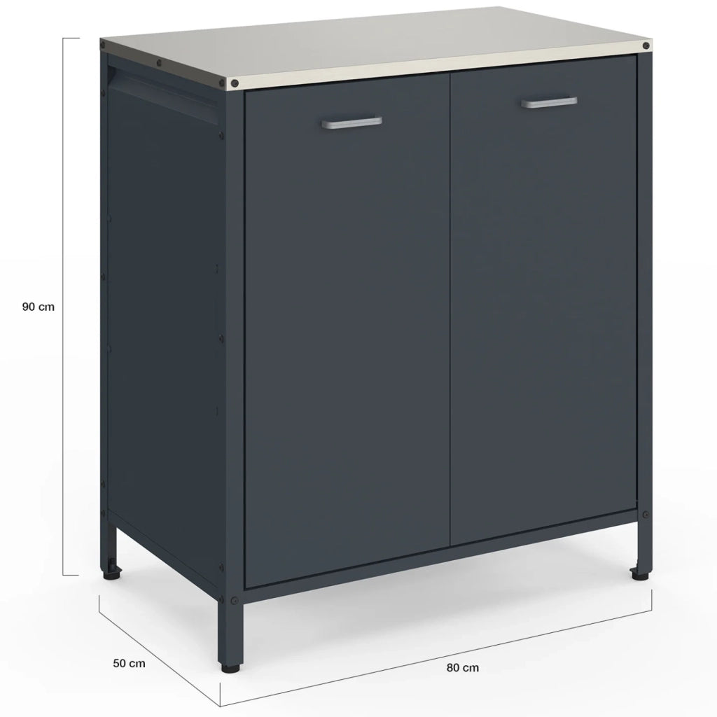 IDMarket - Cucina da esterno PAREO a 2 ante in acciaio, grigio antracite