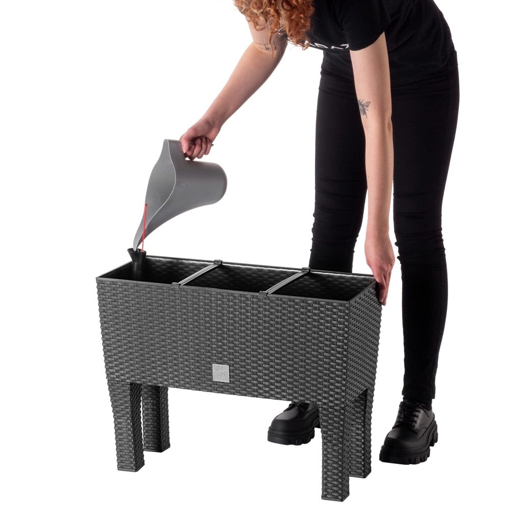 Vaso da giardino KADAX con fioriera interna su gambe, colore antracite, 60 cm.