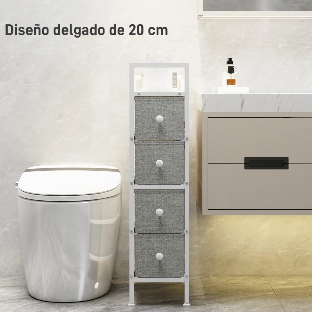 Cassettiera con 4 Cassetti Tessuto Grigio ¨C Minimal ¨C 60x40x80 cm