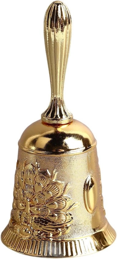 Tavolo da Pranzo Retro con Motivo Tagliato in Metallo - Campanello Decorativo per Feste - Color Argento - Atmosfera per Matrimoni o Feste in Casa - Campanello Decorativo con Maniglione - Ideale per Incontro di Gruppo