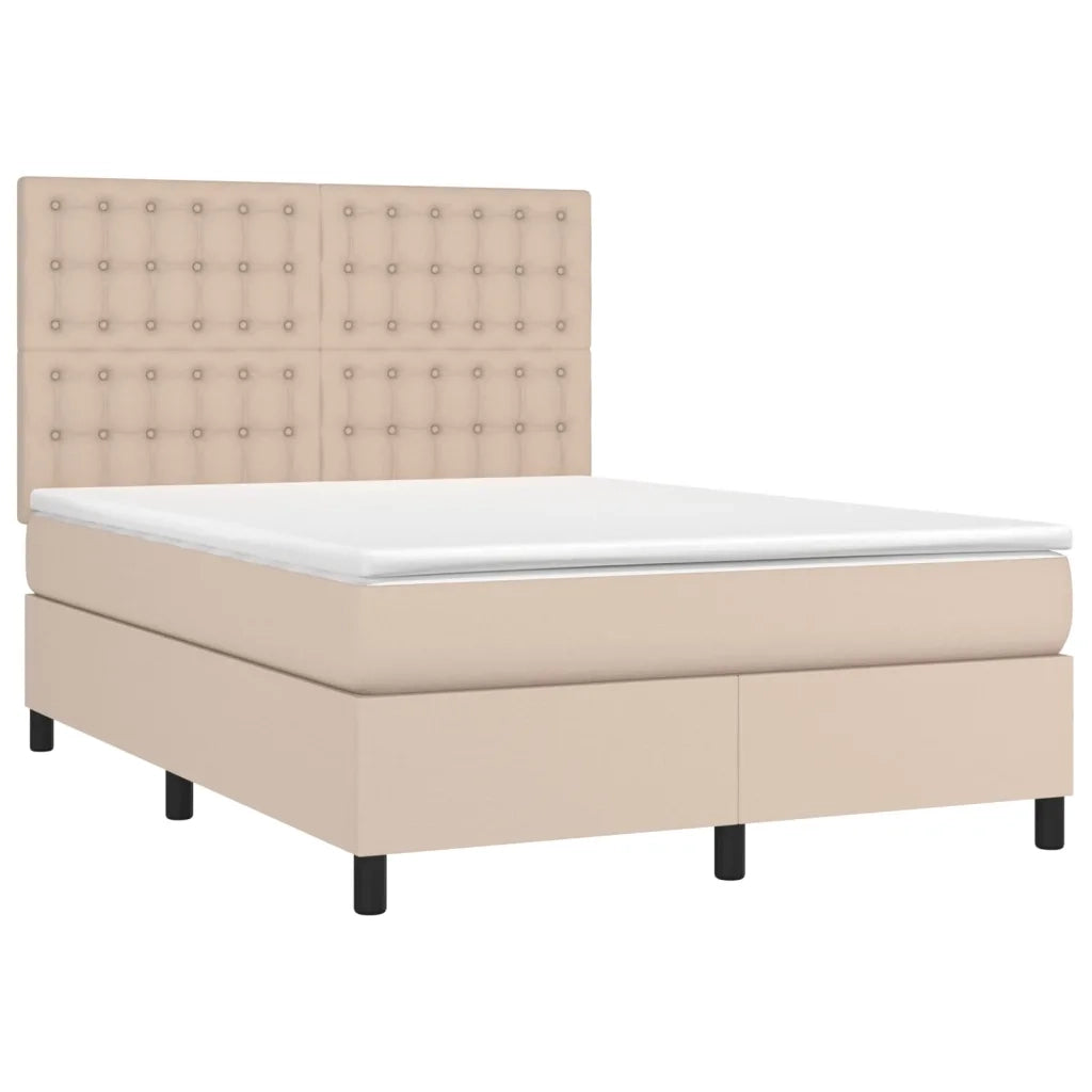 Giroletto Molle Materasso e LED Cappuccino 140x200cm Similpelle cod mxl 59862