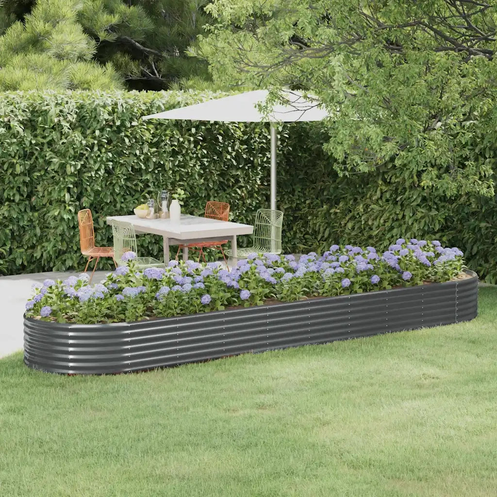 Letto da Giardino in Acciaio a Polvere 396x100x36 cm Antracite