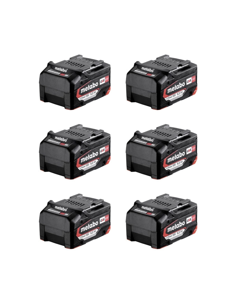 Pack da 6 batterie METABO 18V 5,2 Ah LI