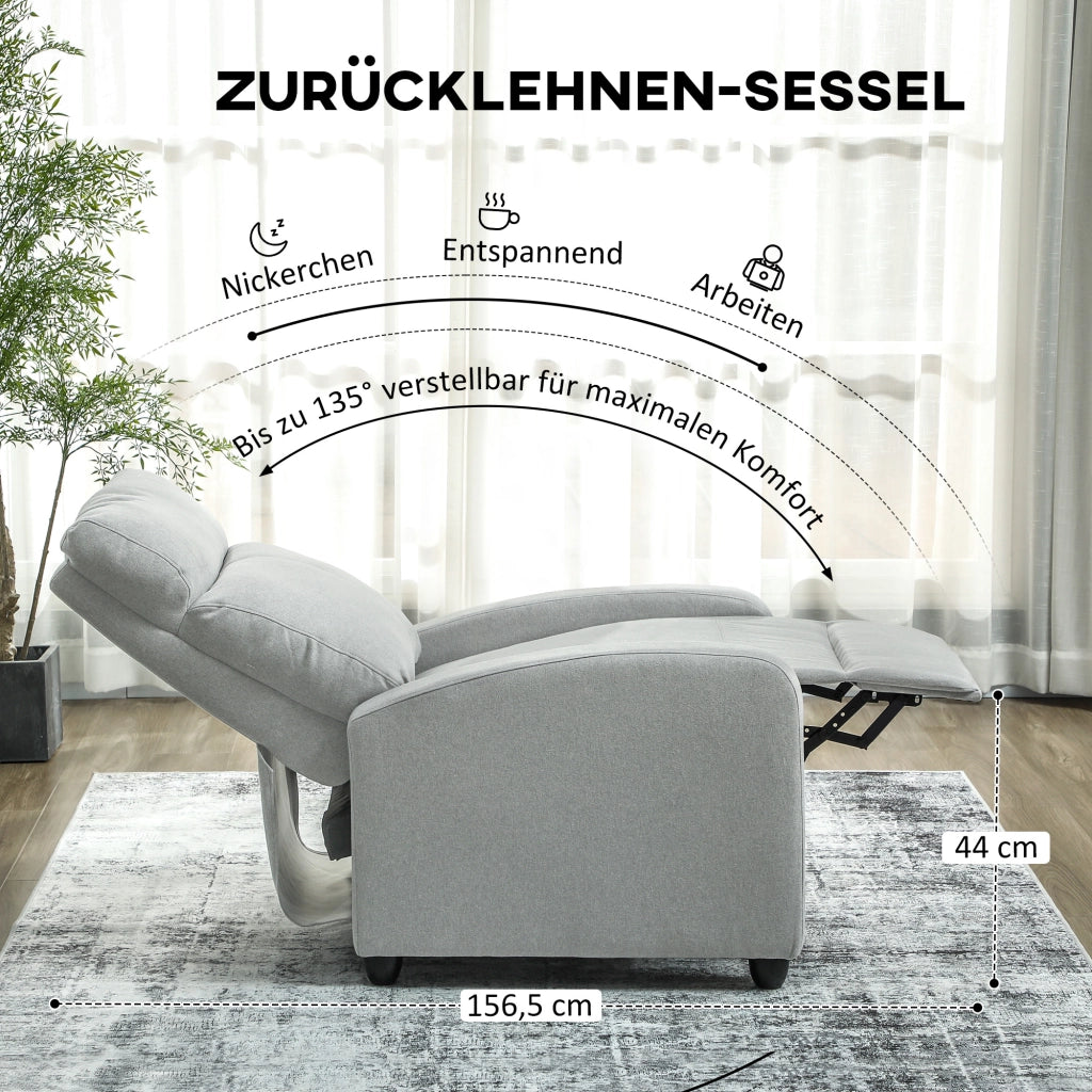 Poltrona relax reclinabile 135¡ã ¨C Xylo ¨C tessuto lino-poliestere grigio chiaro con poggiapiedi