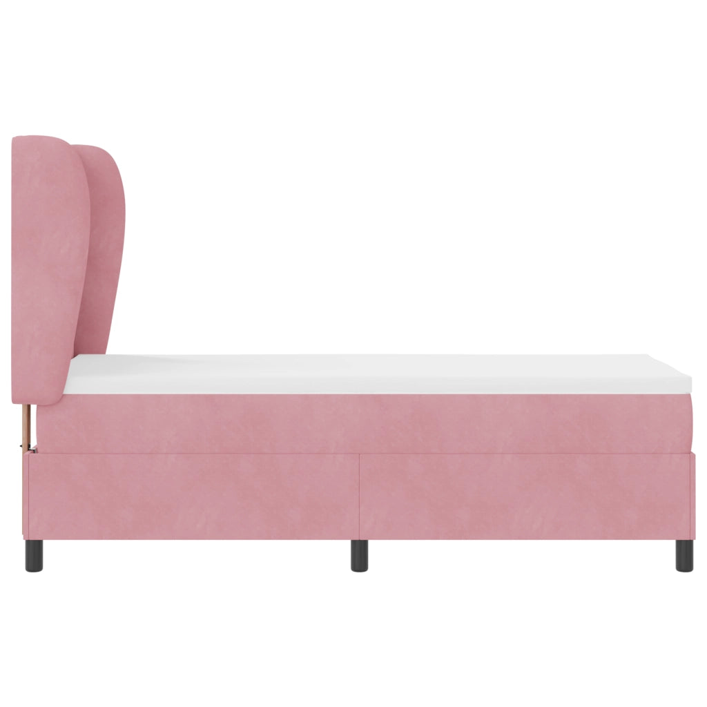 Letto a Molle con Materasso Rosa 80x200 cm Velluto