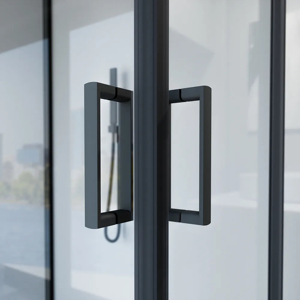 Box doccia nero opaco 3 lati 80x100x80cm con doppio scorrevole e vetro 6mm trasparente h185cm | Tonga