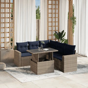 Set Divani da Giardino 6 pz con Cuscini Grigio in Polyrattan 3267271