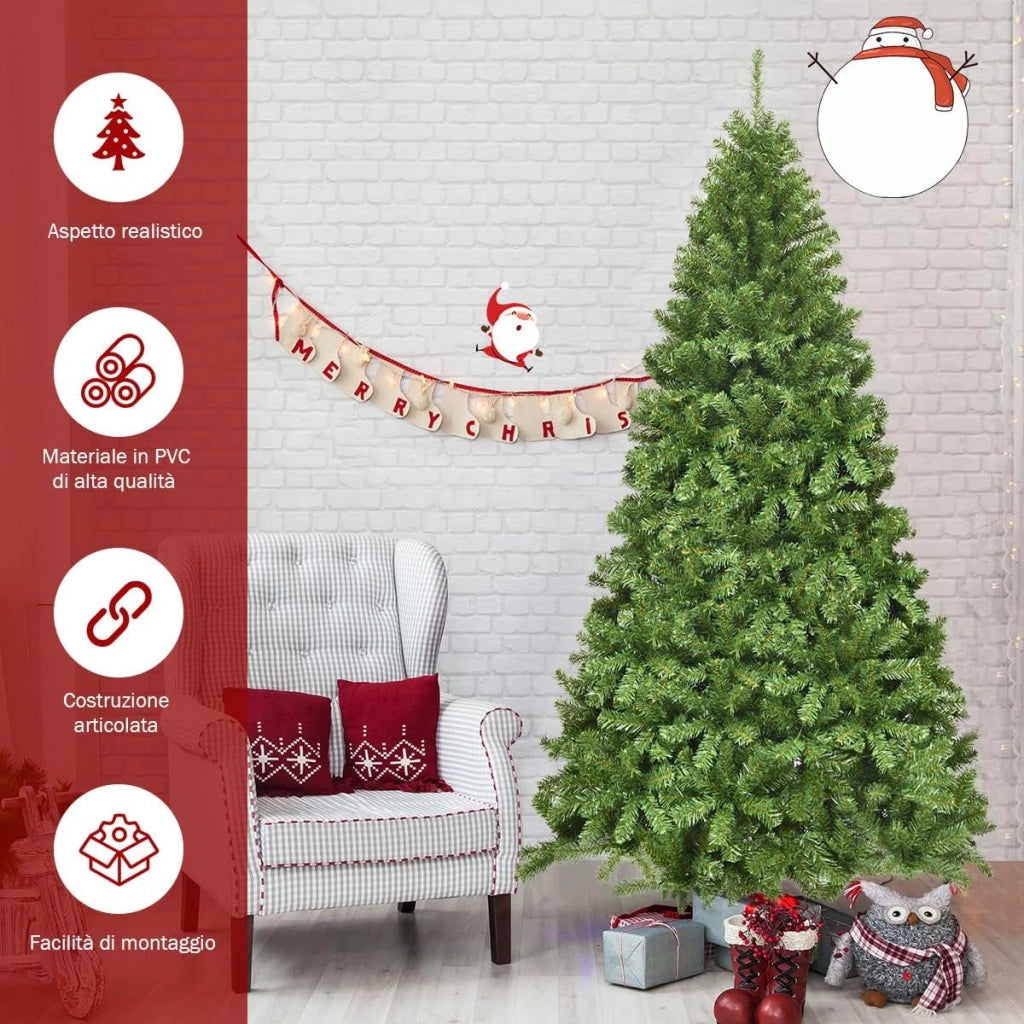 Albero di Natale 180/230 cm, Albero di Natale Artificiale con 928/1346 Rami Folti, Base in Metallo, Albero di Natale Realistico per Casa,Ufficio e Negozio (230 CM)