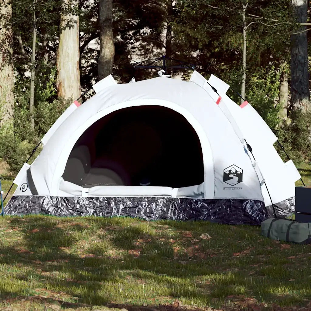Tenda 3 Persone-Tenda da campeggio Bianca in Tessuto Oscurante a Rilascio Rapido 718296
