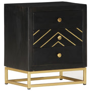 Comodino Nero e Oro 40x30x50 cm in Legno Massello di Mango cod mxl 30150