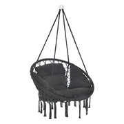 Poltrona Sospesa con Cuscini Altezza Completa di Sostegno 135 cm Altalena Relax Poltrona Appendibile per Interno / Esterno - Supporto Fino a 150 kg - Nero