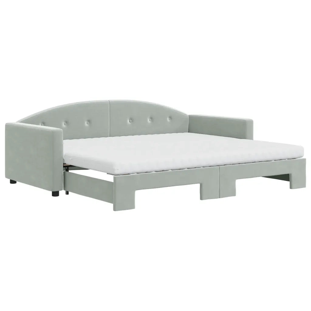 Divano Letto Estraibile Materassi Grigio Chiaro 90x190 Velluto 3197338