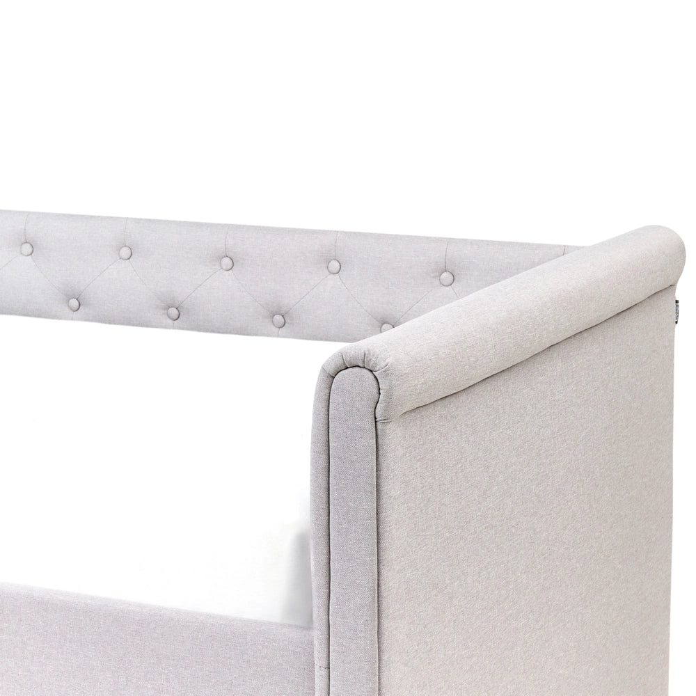 Divano Letto estraibile 90 x 200 cm Rivestimento in tessuto grigio Misura singola sottoletto per ospiti