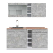Vicco Cucina completa Cemento/Bianco 160 cm , PL Rovere