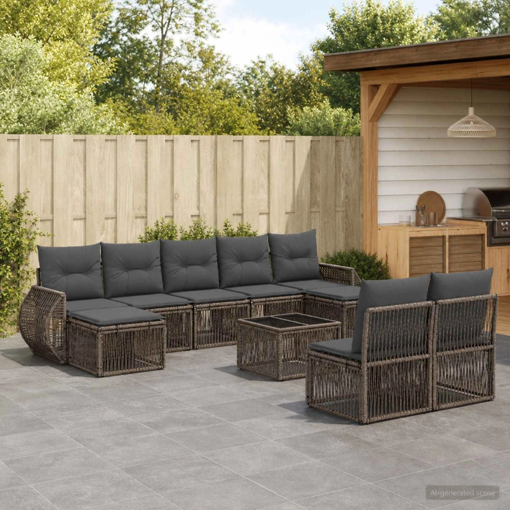 Set Divano da Giardino 10 pz Grigio e Grigio Scuro polyrattan 3435536