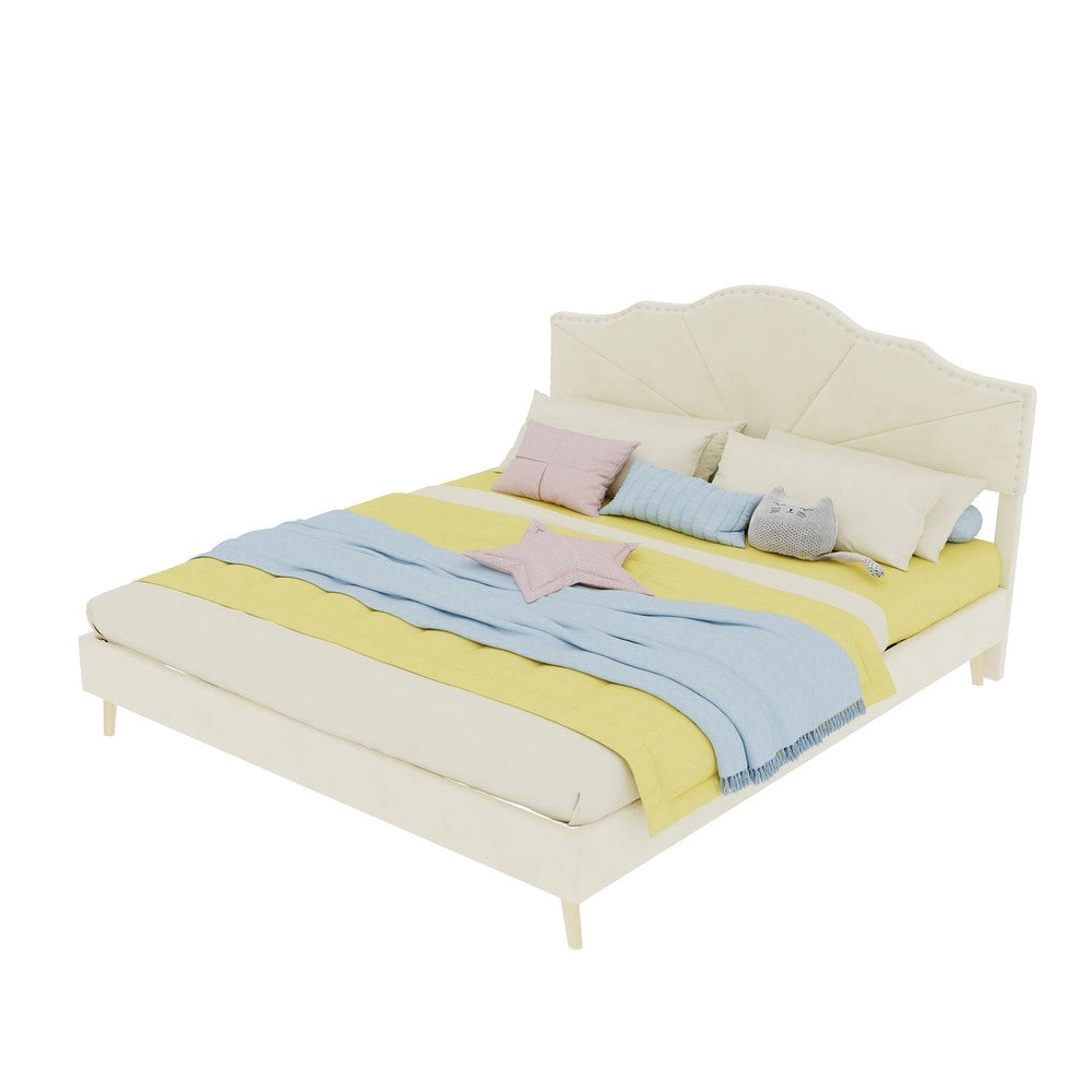 Letto Contenitore Imbottito con Materasso ¨C MINIMAL ¨C Velluto Beige 160x200