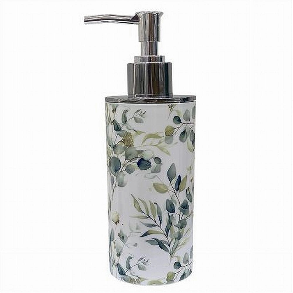 Trade Shop - Dispenser Porta Sapone Liquido Fiori Foglie Accessorio Per Arredo Bagno 87053 -