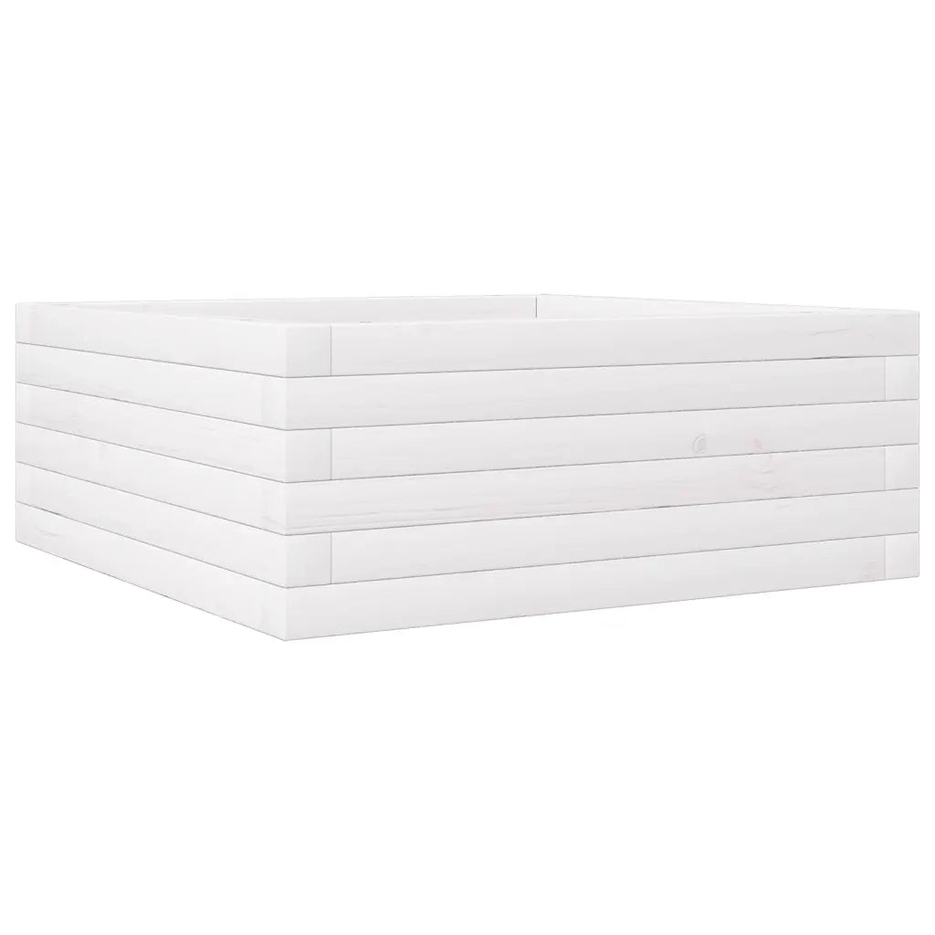 Fioriera | Cassetta per fiori | Vaso da Giardino Bianca 60x60x23 cm Legno Massello di Pino