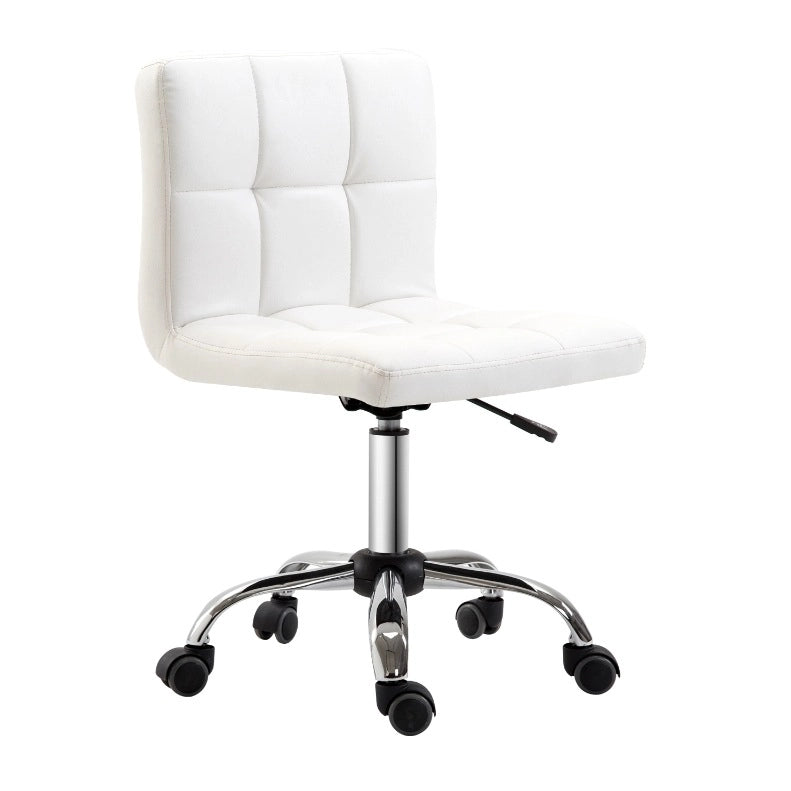 Sedia da ufficio ergonomica bianca in ecopelle, girevole e regolabile in altezza senza braccioli
