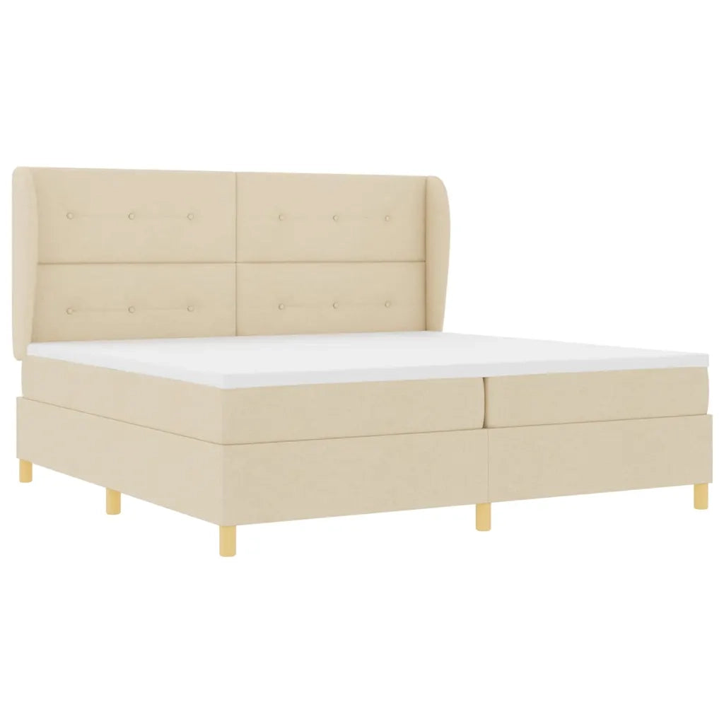 Letto a molle con materasso Crema 200 x 200 cm Tessuto 3340779