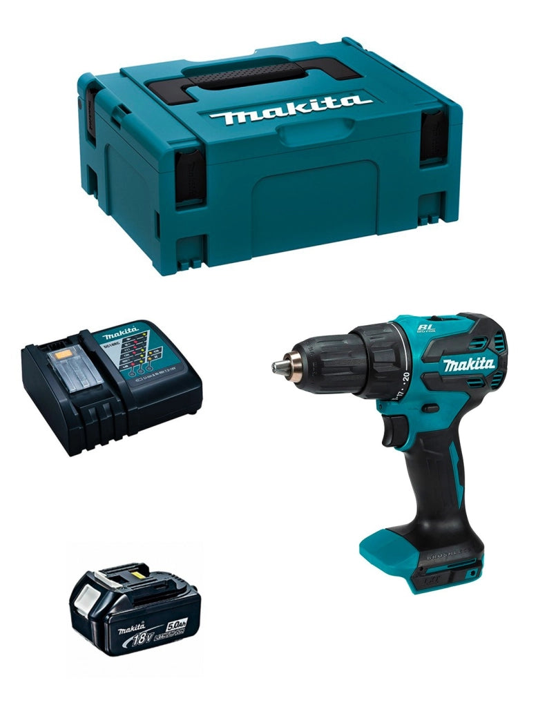 Trapano a Percussione MAKITA DHP490RTJ1 (1 x 5,0 Ah + DC18RC + MAKPAC 2)