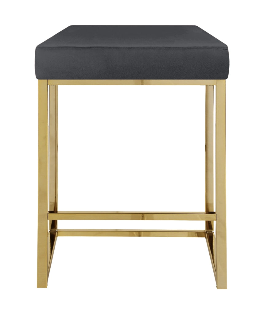 Sgabello Moderno In Velluto Sedile imbottito Gambe In Acciaio Dorato Senza Schienale Casa Sedia Cucina Bar Pub Seduta Rialzata Di Design - Stone