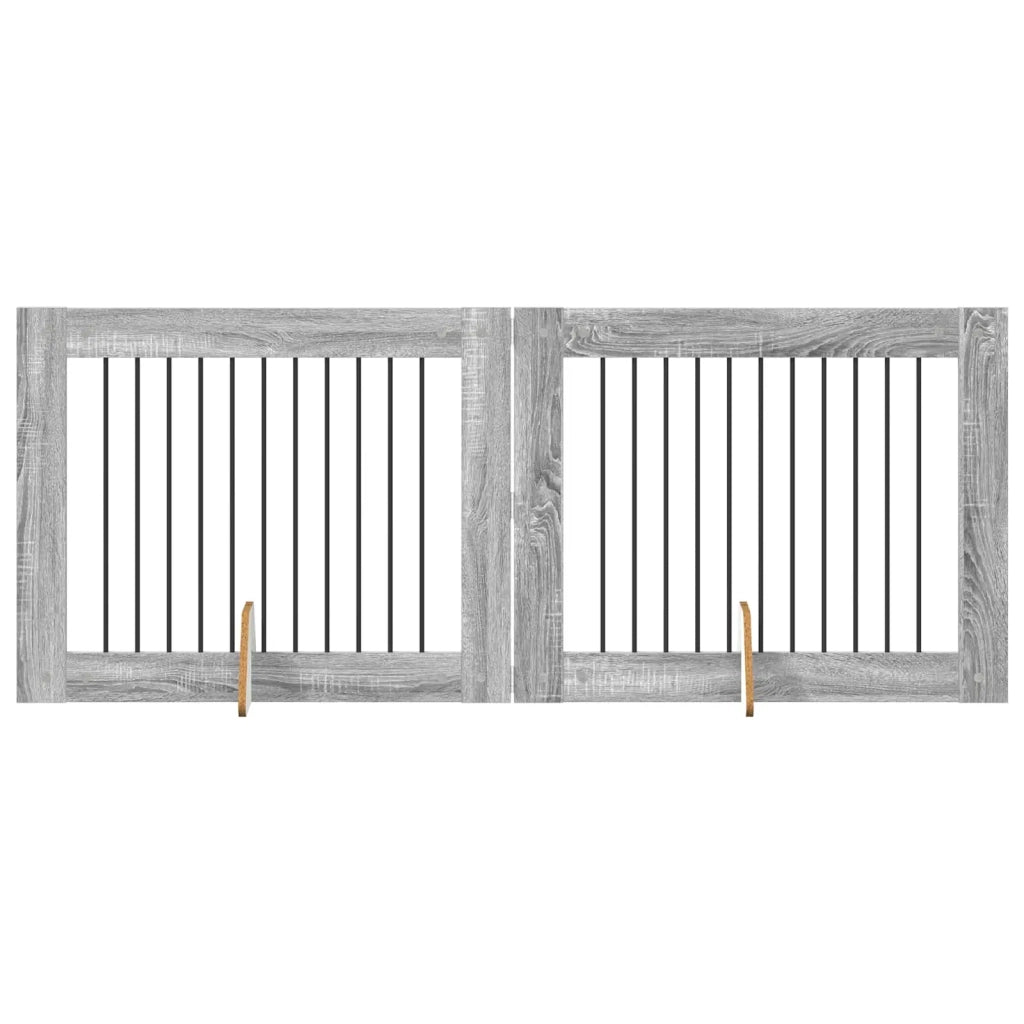 Cancello per cani con supporti 2 pcs Grigio Sonoma 100 x 80 cm