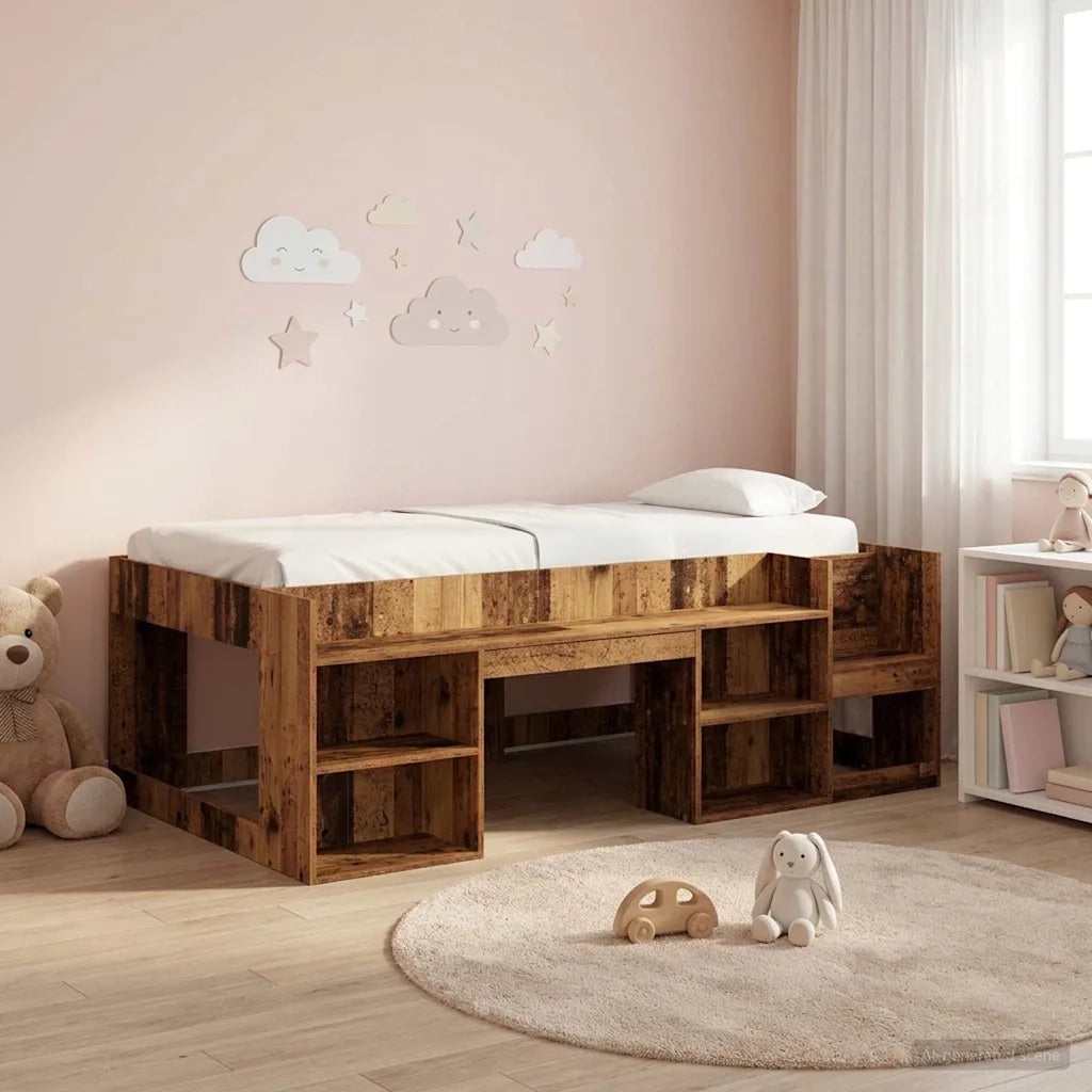 Telaio del letto | Letto per Bambini con storage Legno antico 90 x 200 cm