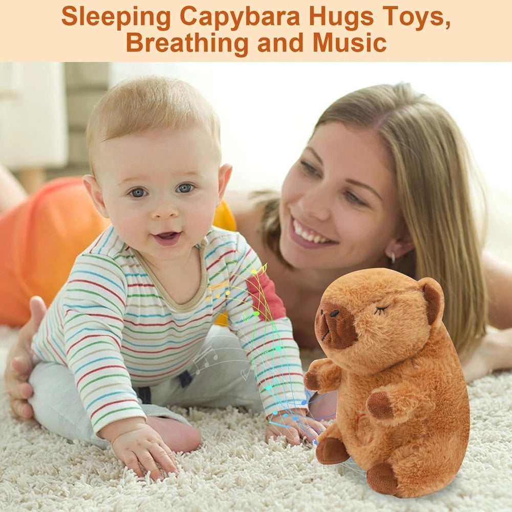 Trade Shop - Peluche Capibara Che Respira Movimento Respirante Con Luci Musica Per Bambini Morbido -